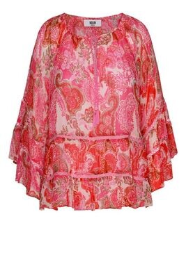 Molin Copenhagen Gillian Blouse in Pink and Red Paisley Print