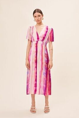 Suncoo Carin Tie and Dye Printed Midi Dress