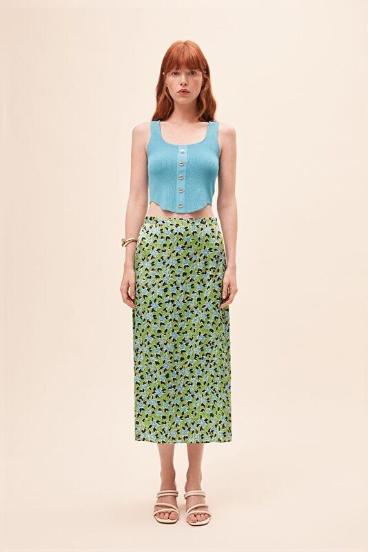 Suncoo Fabiola Green Print Skirt