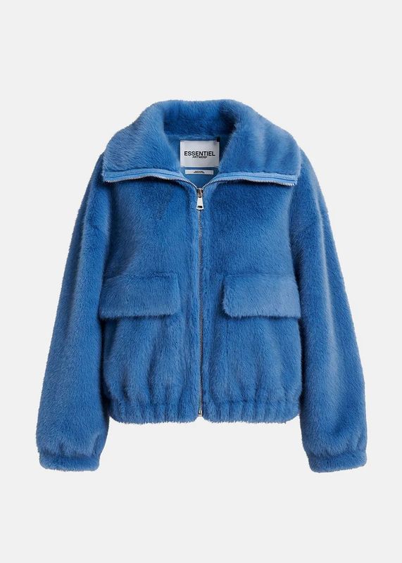 Essentiel Antwerp Genz Faux Fur Jacket in Blue Essentiel Antwerp Genz Faux Fur Jacket in Blue