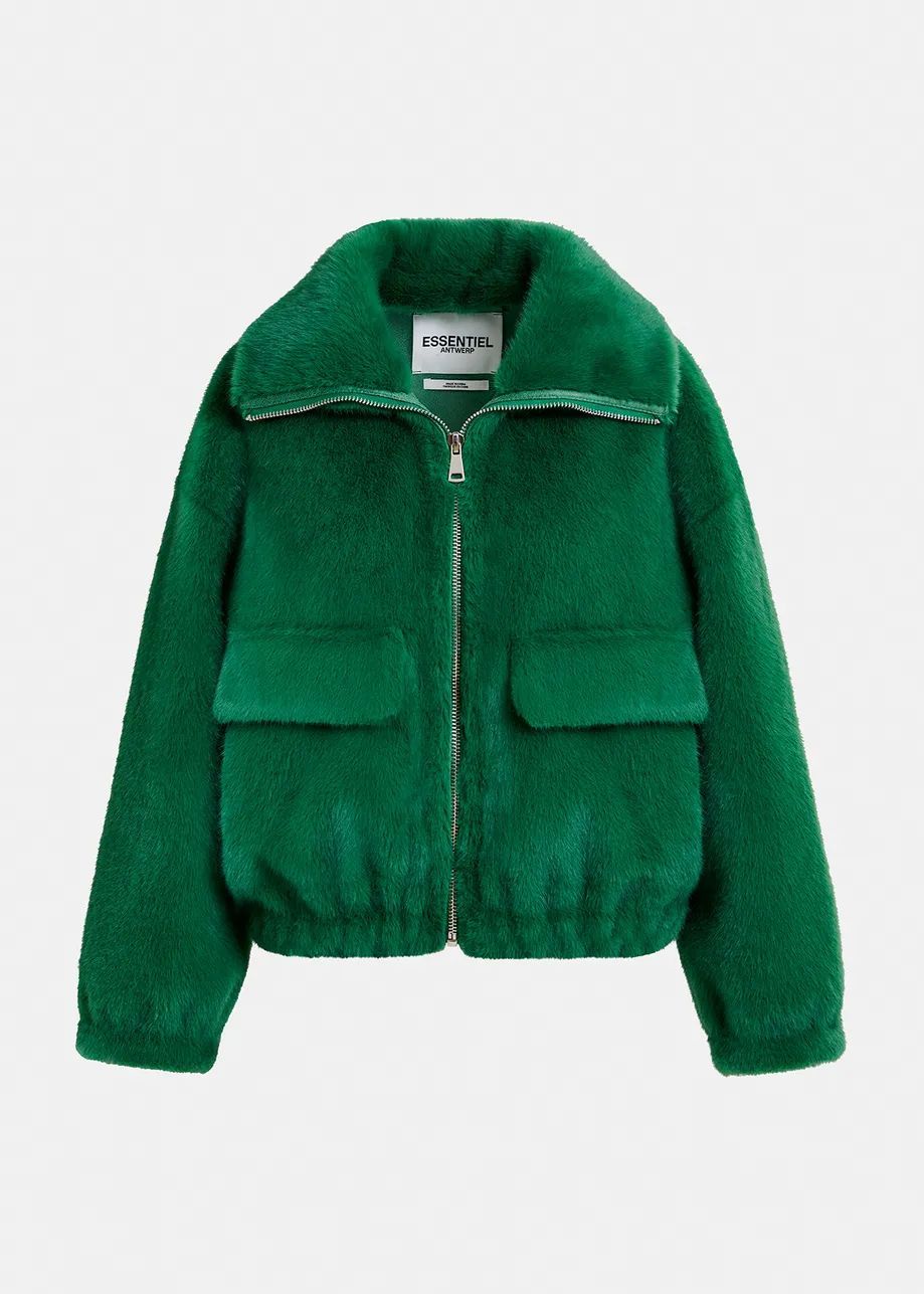 Essentiel Antwerp Genz Faux Fur Jacket in Hulk Green