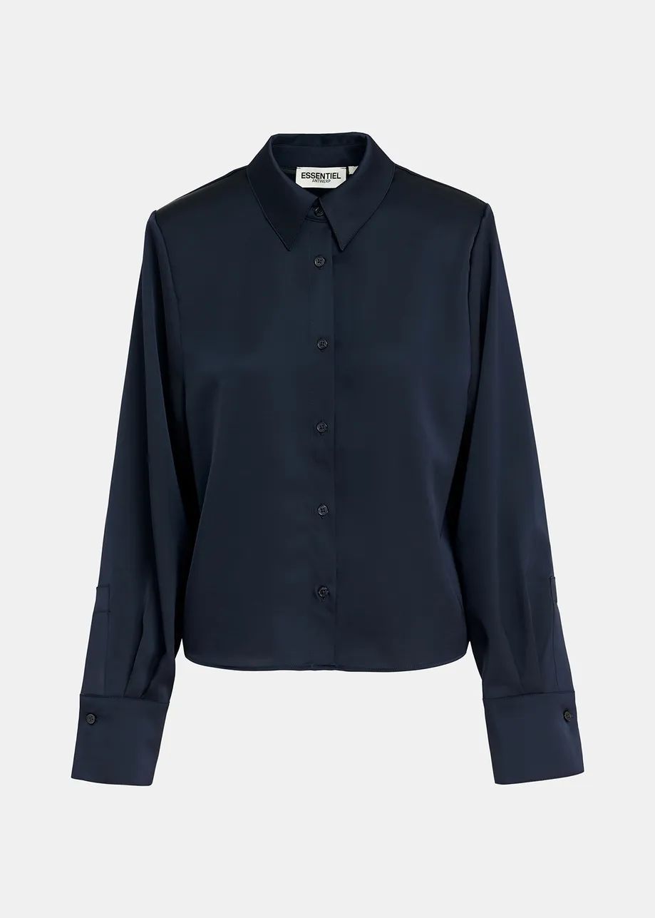 Essentiel Antwerp Genevieve Dark Blue Satin Shirt