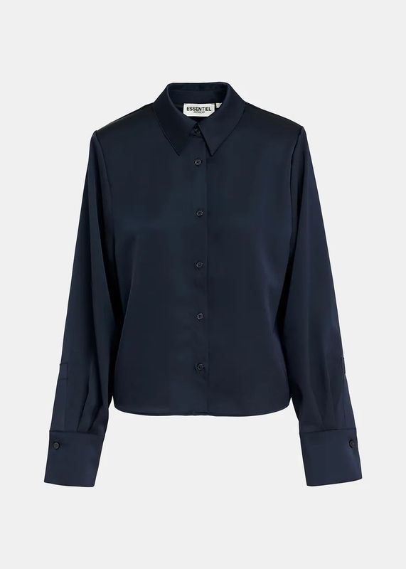 Essentiel Antwerp Genevieve Dark Blue Satin Shirt Essentiel Antwerp Genevieve Dark Blue Satin Shirt