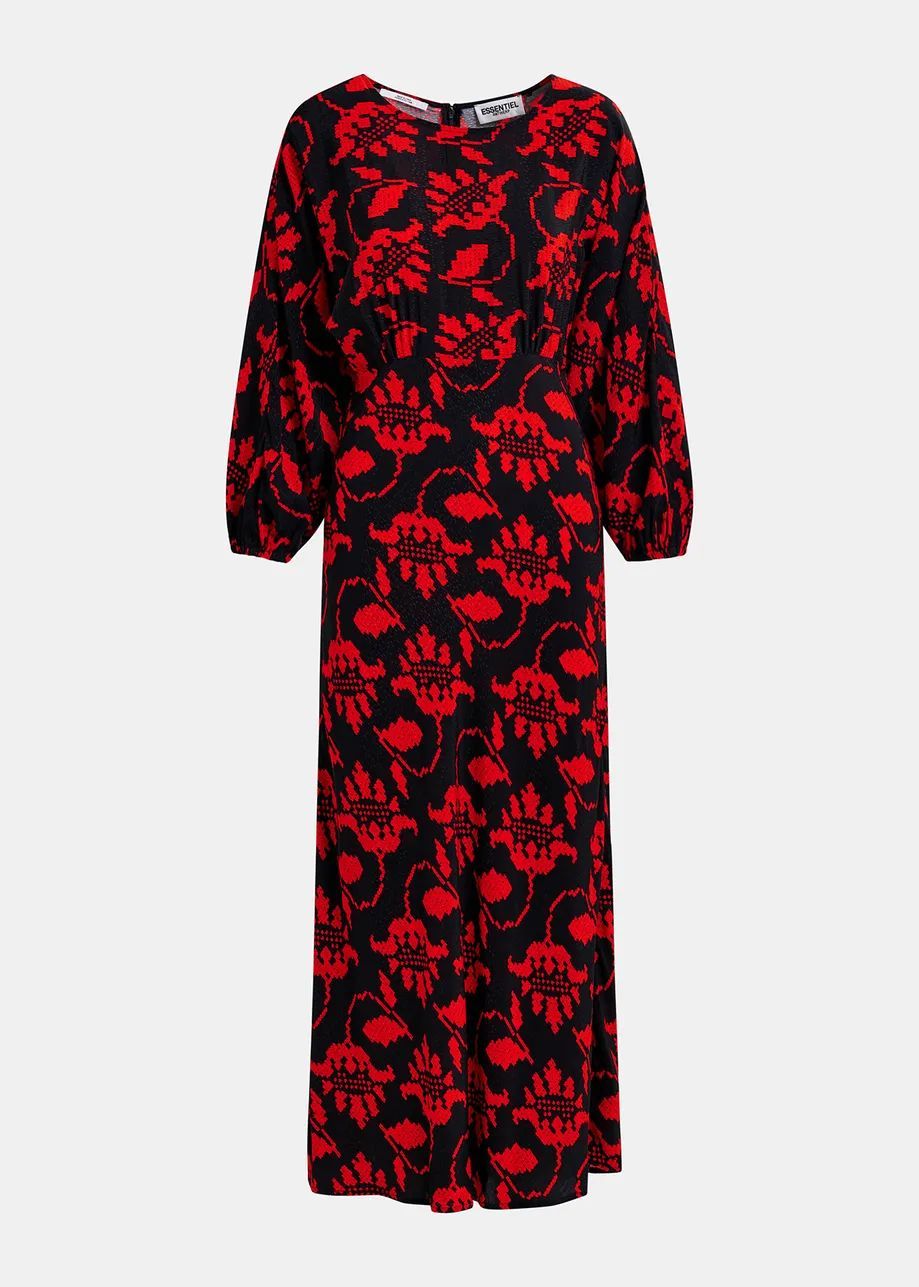 Essentiel Antwerp Ganger Black and Red Maxi Dress