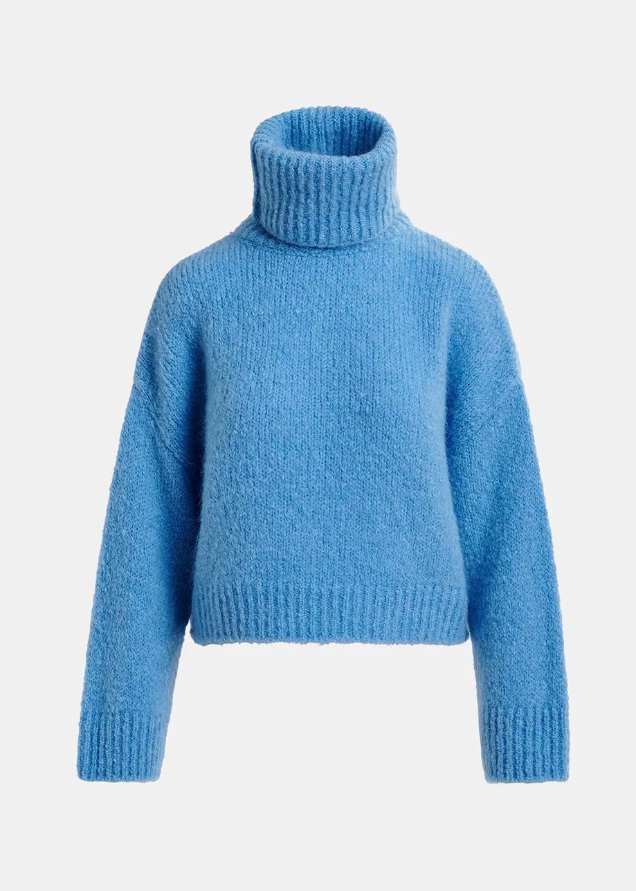 Essentiel Antwerp Blue Turtleneck Sweater with Detachable Collar