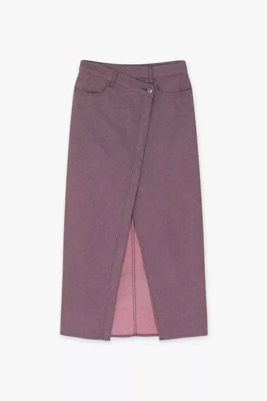 CKS Skilled Purple Denim Midi Skirt