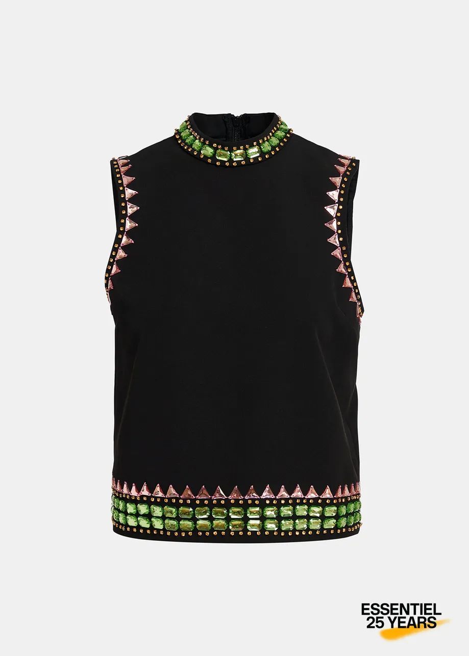 Essentiel Antwerp Gymnast Sleeveless Top with Rhinestone Detail