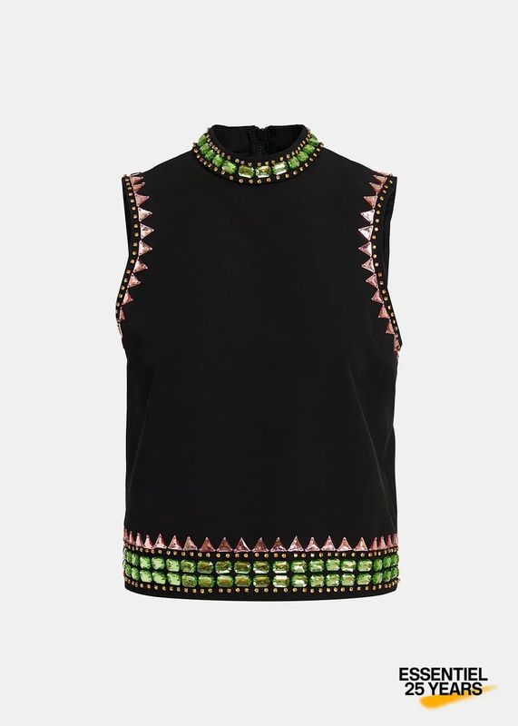 Essentiel Antwerp Gymnast Sleeveless Top with Rhinestone Detail