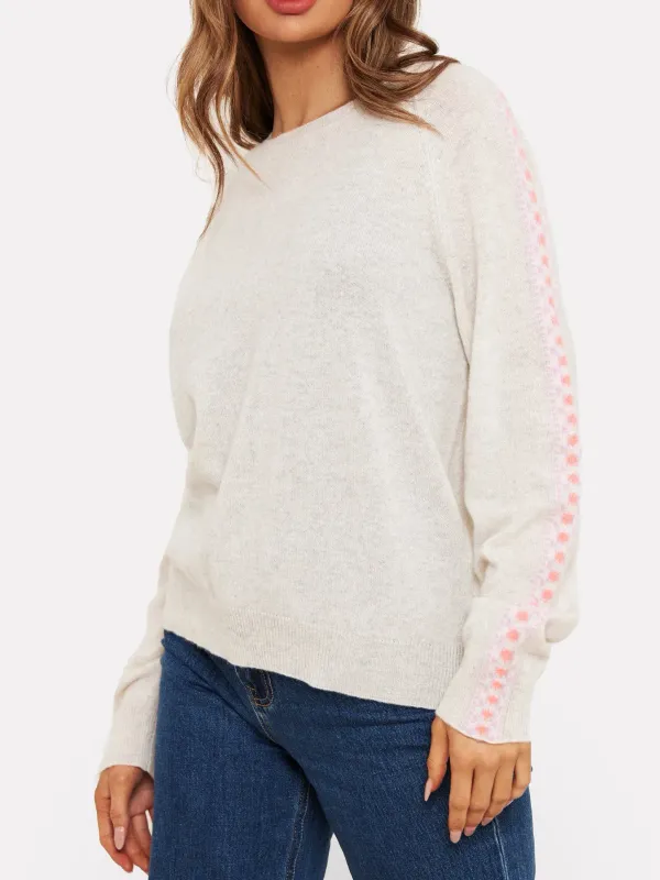 Brodie Cashmere Gemma Geo Crew Neck in Haze