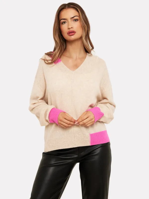 Brodie Cashmere Colour Pop Maria V Neck Sweater