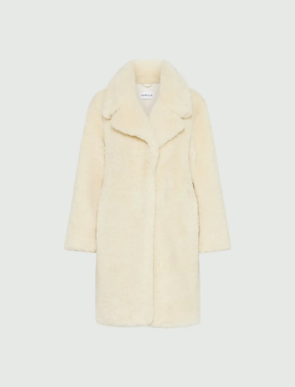 Marella Soft Faux Fur Coat in Ivory