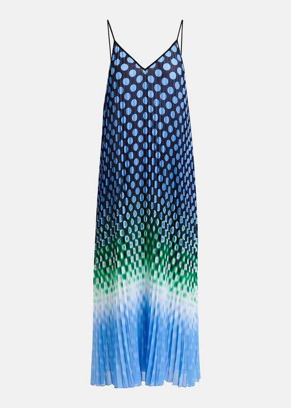 Essentiel Antwerp Hyacinth Pleated Maxi Dress in |Aqua Blue