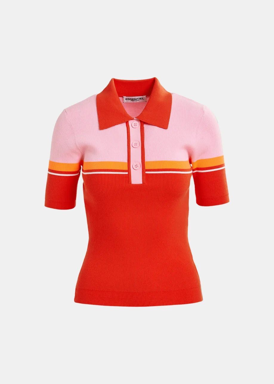 Essentiel Antwerp Haustral Polo in Red, Pink and Orange