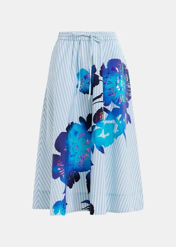Essentiel Antwerp Hemini  Foil Printed Skirt in Blue