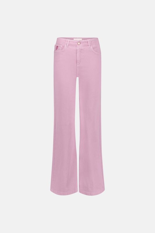 Fabienne Chapot Hayley Wide Legged Cropped Jeans  in Pink Glow