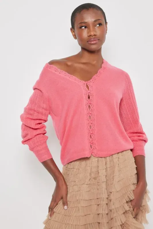 Lisa Todd Lacey Lover Cardigan in Watermelon
