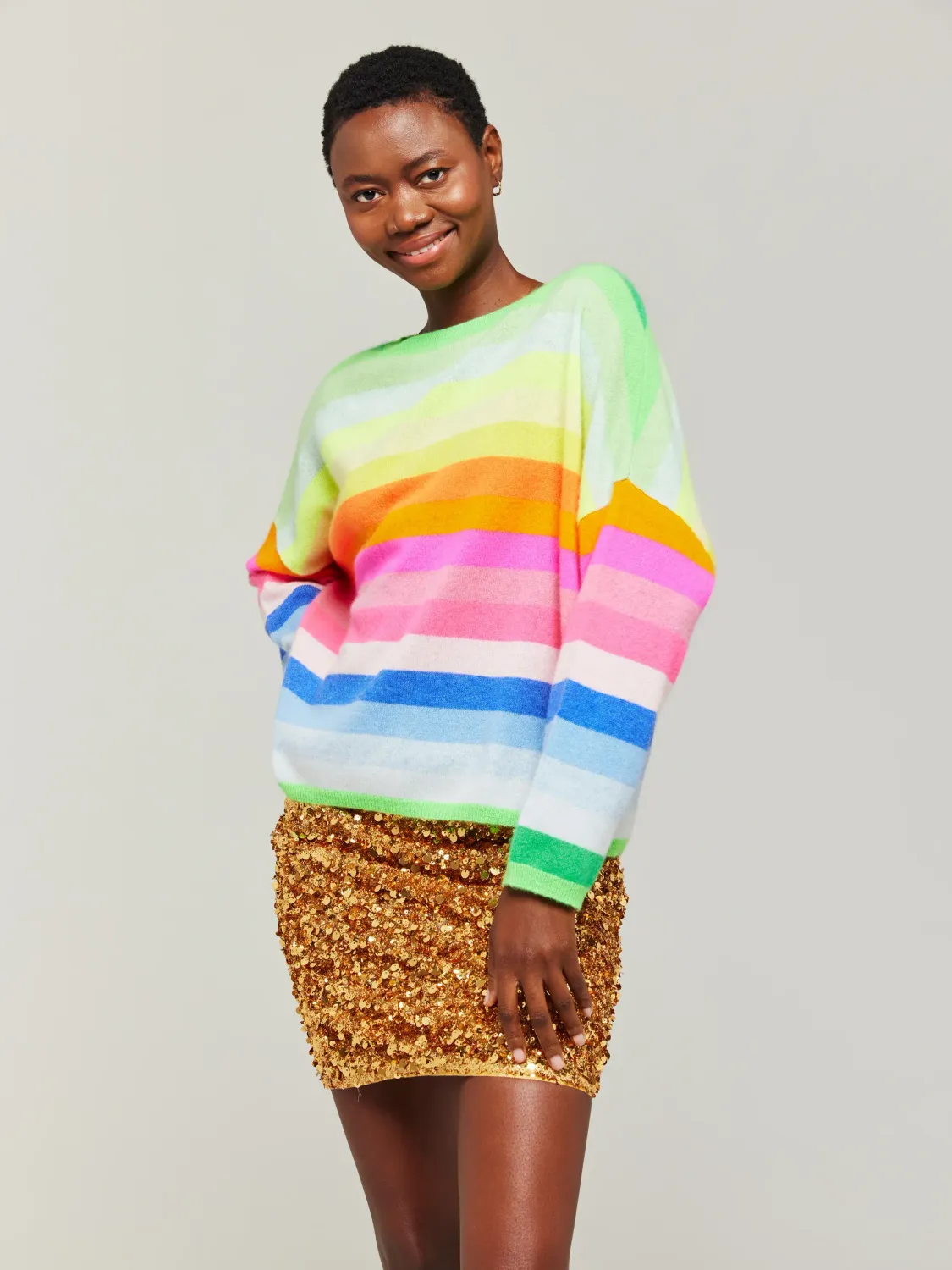 Brodie Cashmere Doris Stripe Crew Neck Bright