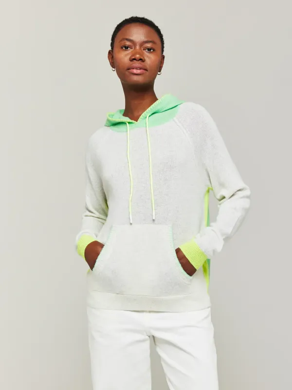 Brodie Cashmere Colour Pop Hoodie in Mohito/Neon Green.
