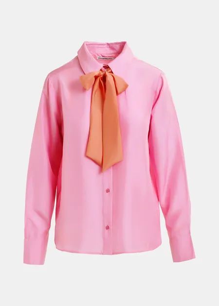 Essentiel Antwerp Hensley Fitted Shirt with Tie in Fairy Tale Pink