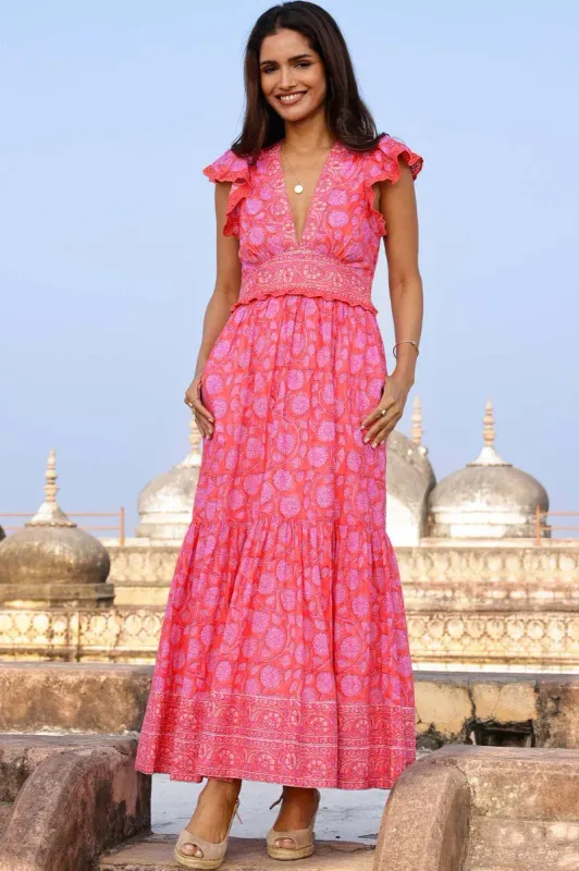 Aspiga Pippa Dress in Mara Pink and Red