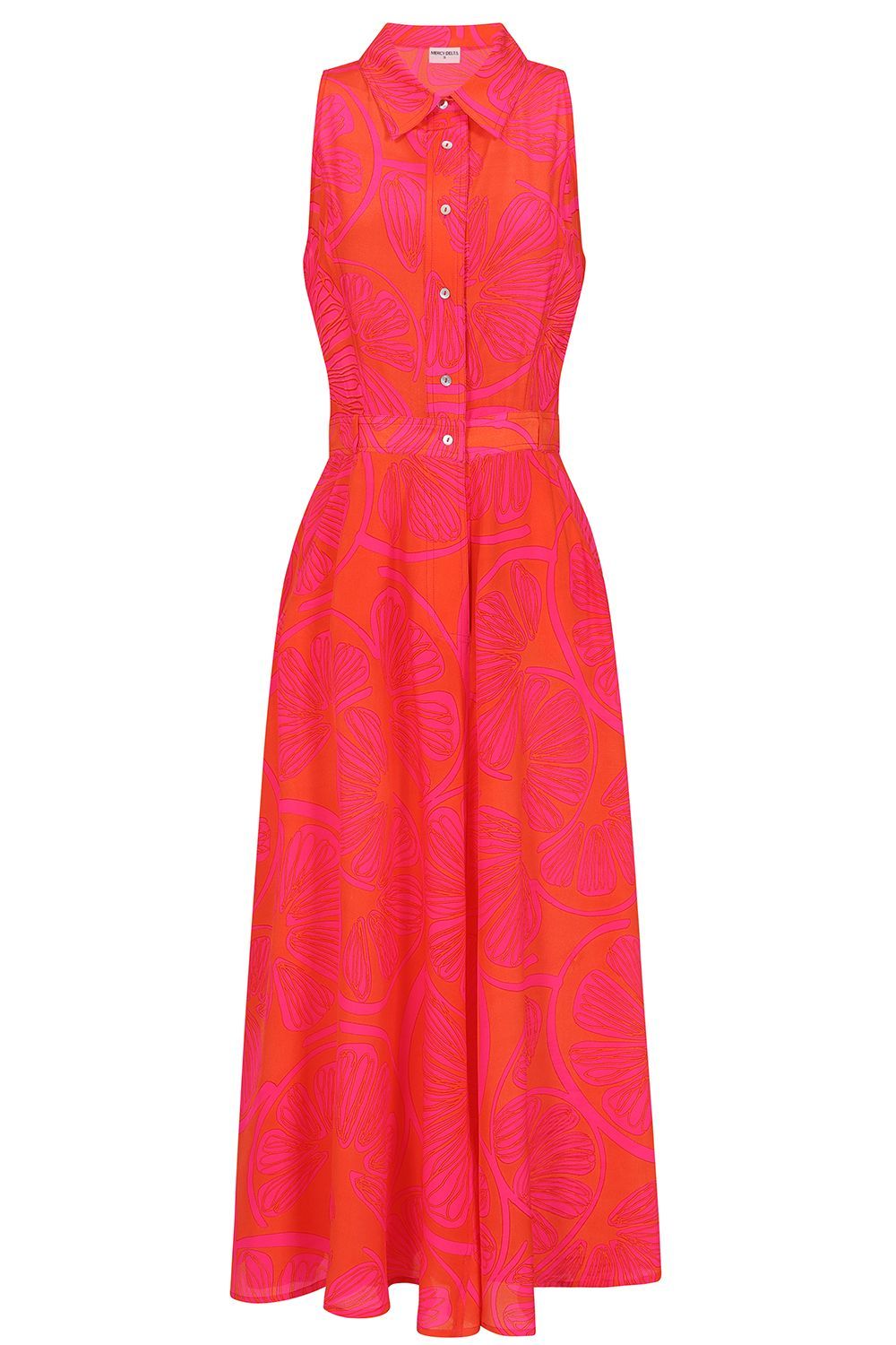 Mercy Delta Penrose  Silk Dress in Limoncello Pompelmo