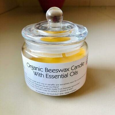 Organic Hand Crafted 100% Pure Beeswax Candle with Wood Wick - Piece