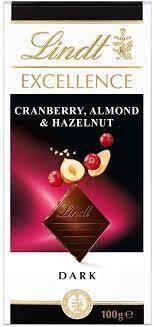 Lindt Cranberry, Almond & Hazelnut Dark Chocolate 100g