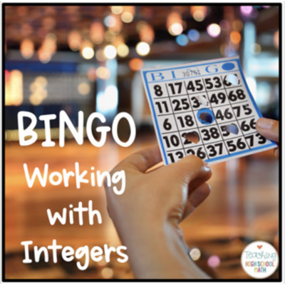 Algebra Working with Integers Bingo