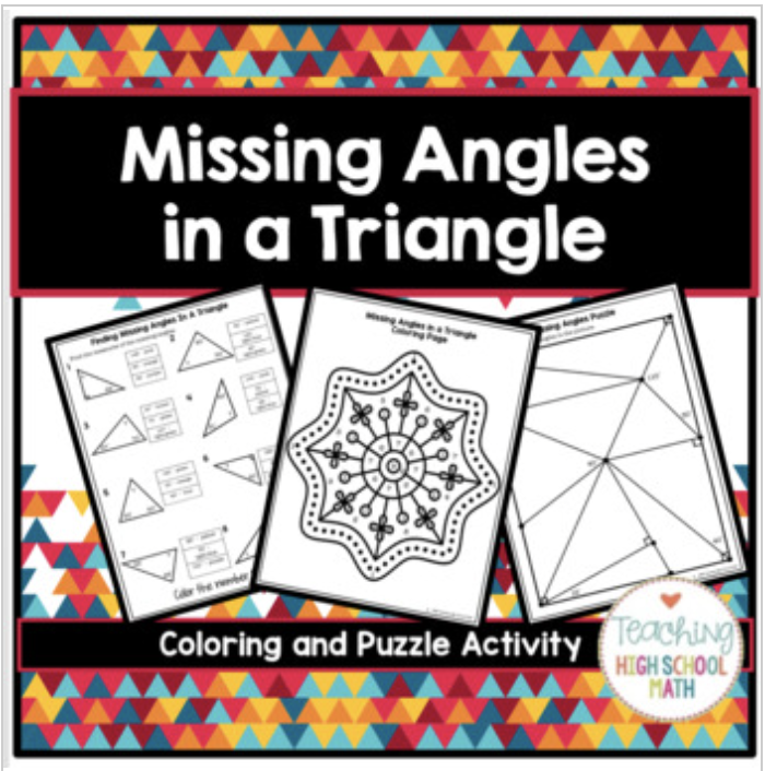 Geometry Angle Sum Theorem Coloring Activity & More