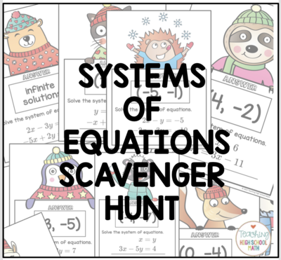 Algebra Systems of Equations Scavenger Hunt