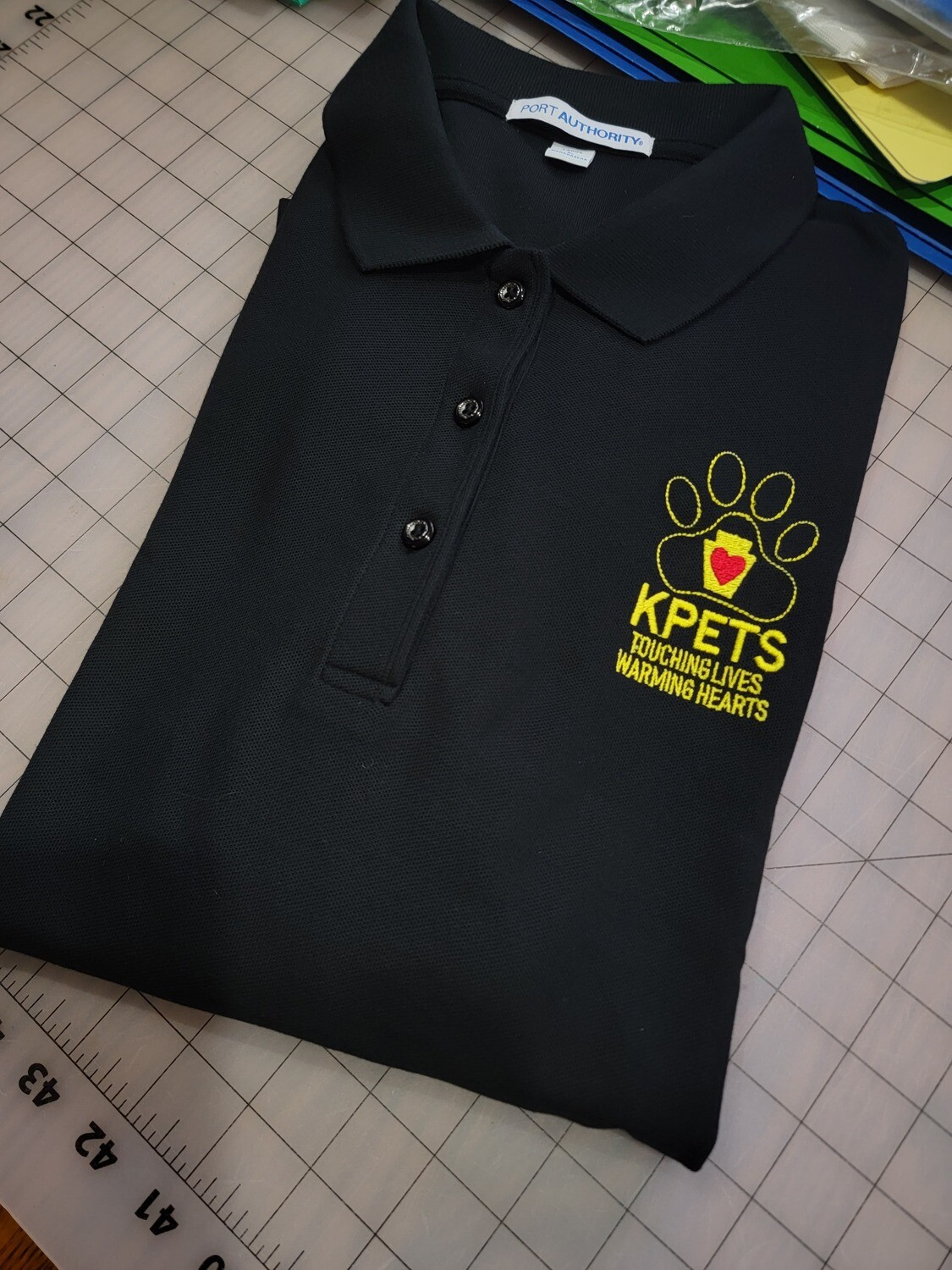 KPETS Embroidered Short Sleeve Polo Shirt, Color: Black