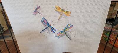“Dragonfly Dance" Waffle Microfiber Towel - 16x24"