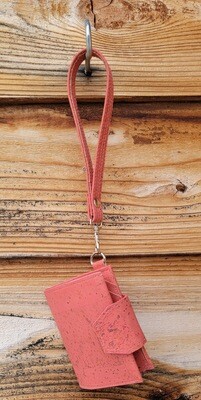 Cork Leather Key Fob Wallet with Strap