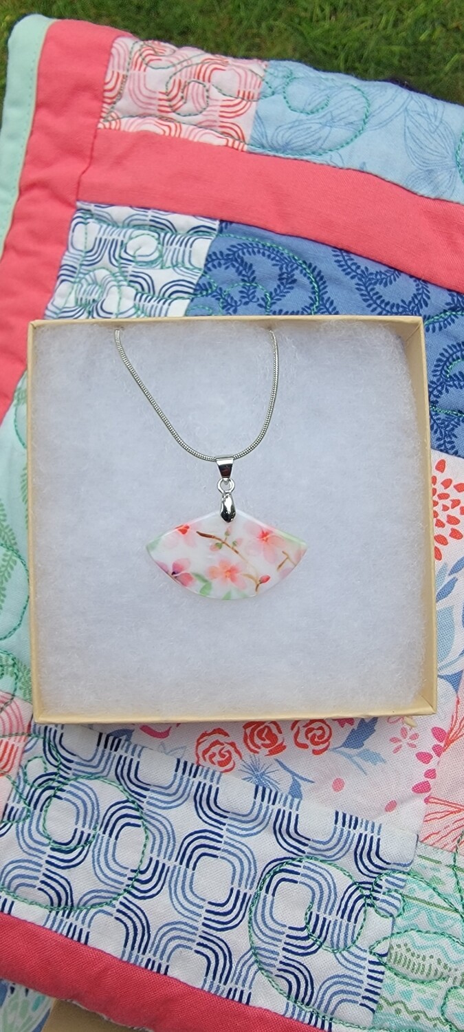 "Spring Pinks" Natural Shell Pendant Necklace
