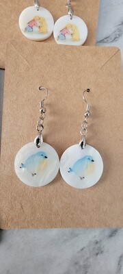 "Eastern Bluebird" Natural Shell Earrings