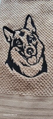 German Shepherd Silhouette Embroidered Dish Towel