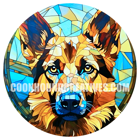 Stained Glass Dogs Wind Spinner with Gazing Ball Spinning Tail