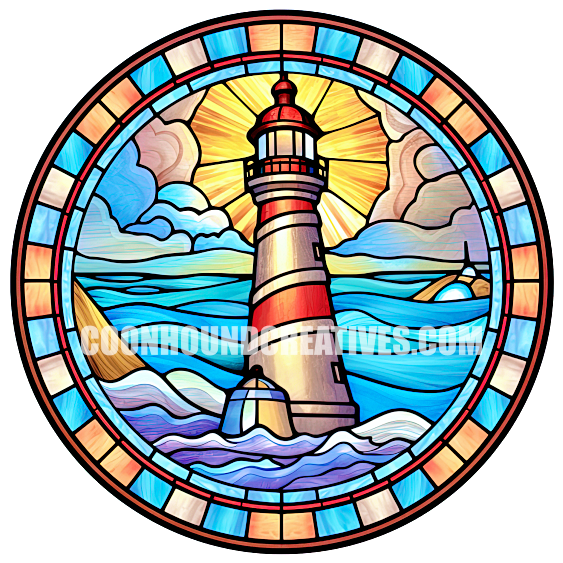Stained Glass Scenic Wind Spinner with Gazing Ball Spiral Tail