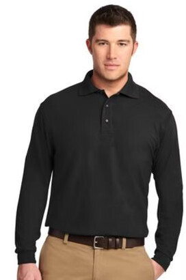 Unisex GRLS Embroidered Long Sleeve Polo Shirt, Size: Small, Color: Black