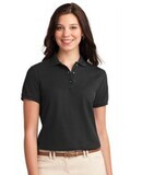 Ladies' GRLS Embroidered Short Sleeve Polo Shirt, Size: Small, Color: Black