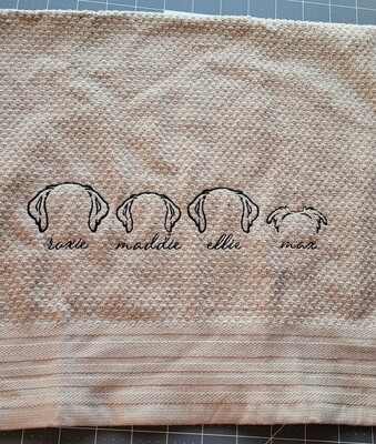Dog Ears Embroidered Dish Towel