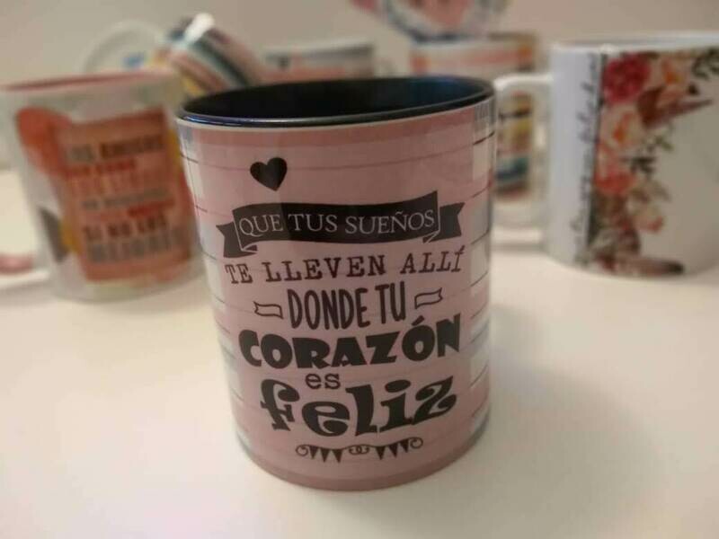 Tazas de Cerámica con interior y manija de color