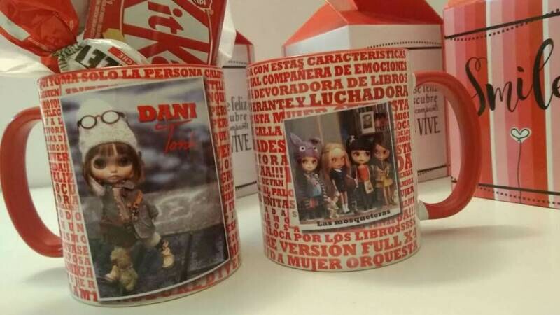 Taza de cerámica personalizada con manija e interior de color
