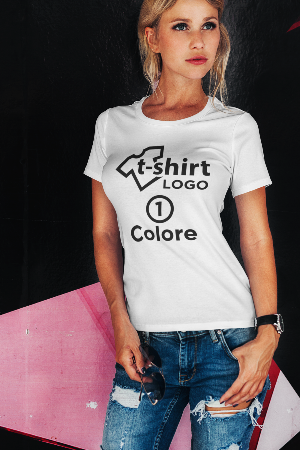 100 pz TSHIRT BIANCA STAMPA 1 COLORE