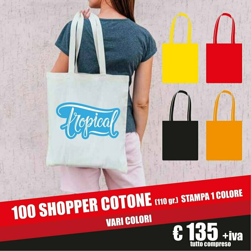 100 pz shopper in cotone personalizzate