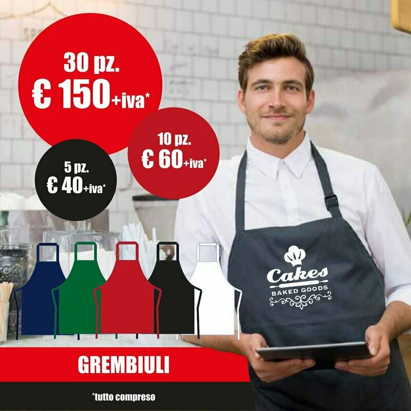 5 pz Grembiule personalizzato