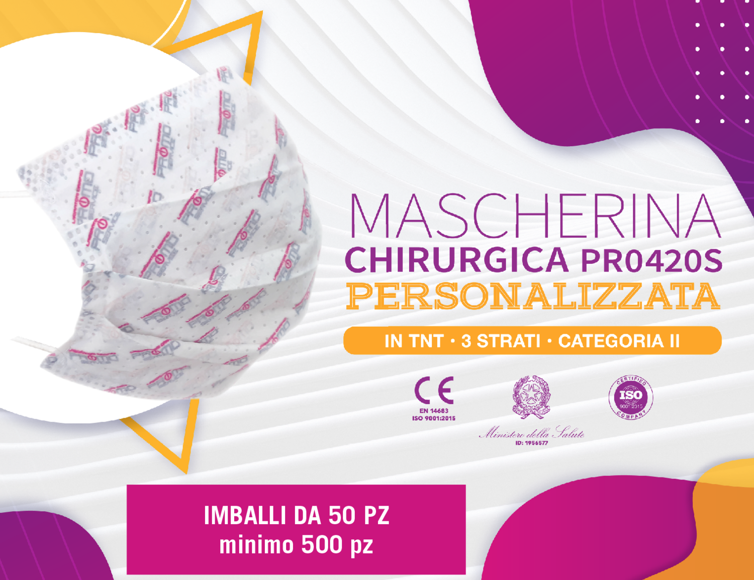 5000 pz Mascherina Chirurgica Certificata Personalizzata