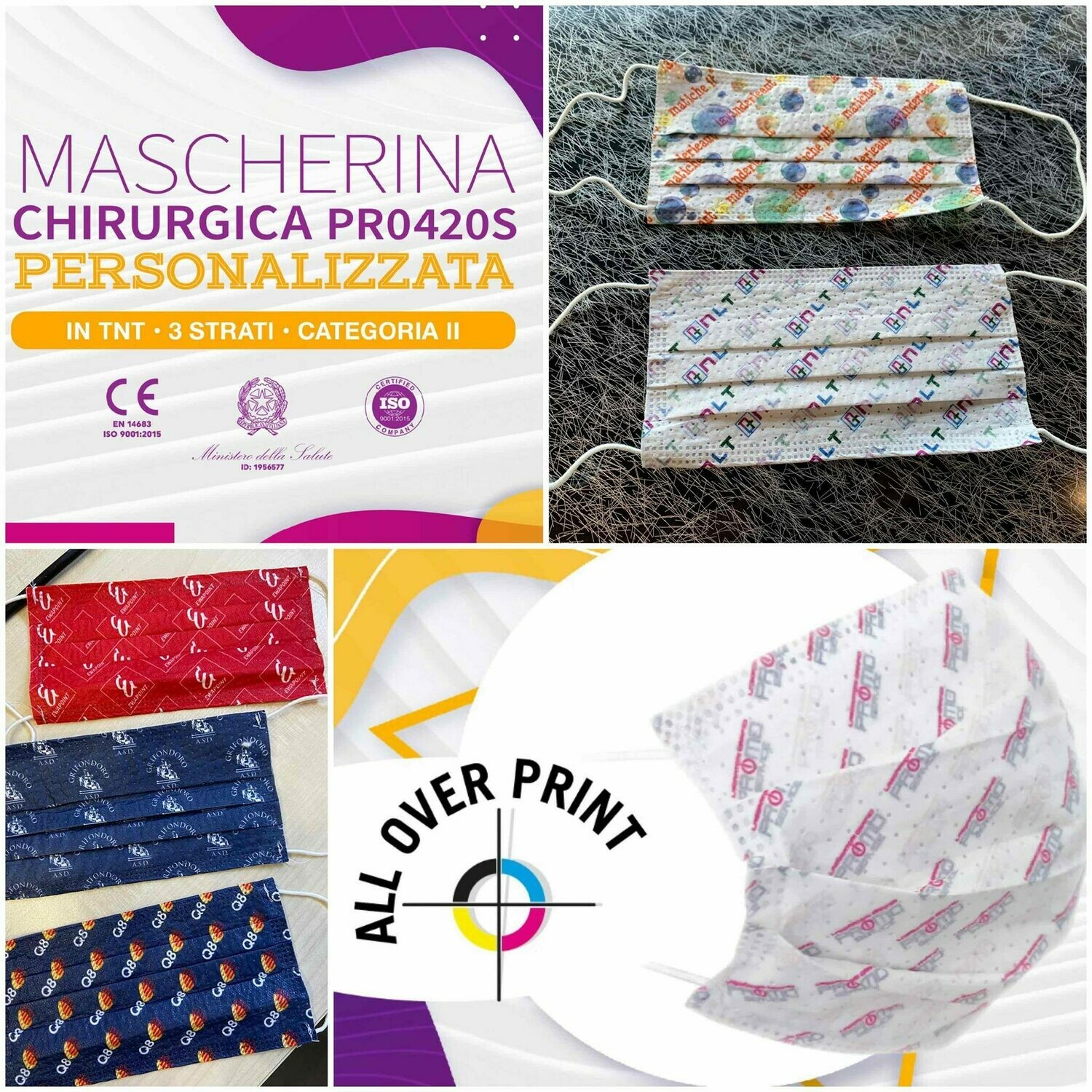 5000 pz Mascherina Chirurgica Certificata Personalizzata