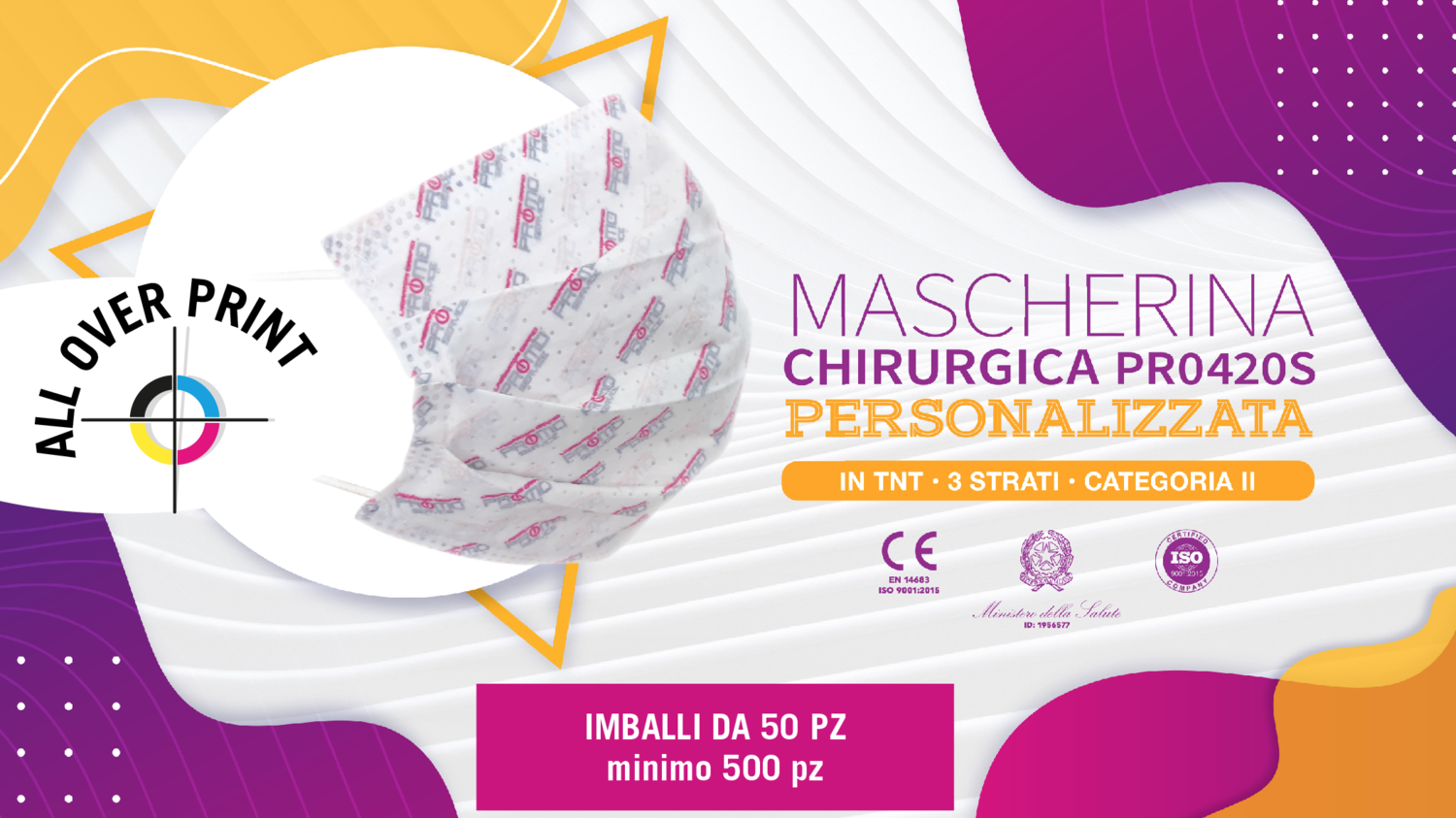 5000 pz Mascherina Chirurgica Certificata Personalizzata