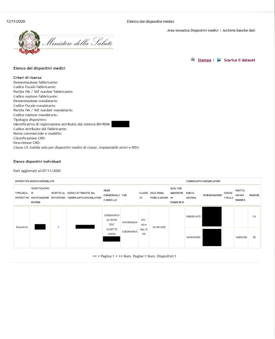 Tampone rapido ORIENT GENE CORONAVIRUS AG RAPID TEST CASSETTE (SWAB) - Confezione 20 pz